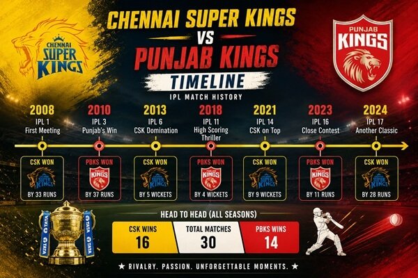 Chennai Super Kings vs Punjab Kings Timeline