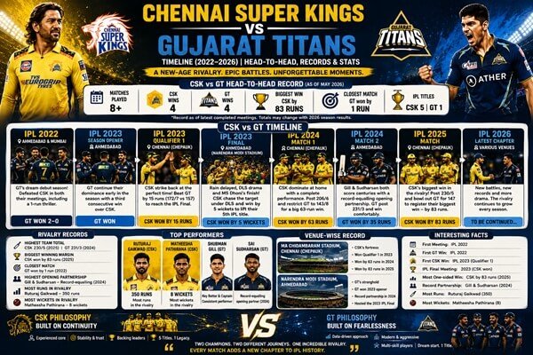 Chennai Super Kings vs Gujarat Titans Timeline