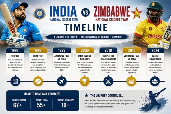 India National Cricket Team vs Zimbabwe National Cricket Team Timeline