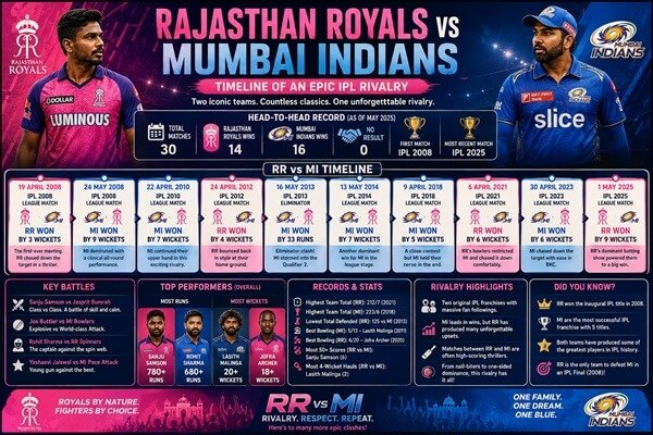 Rajasthan Royals vs Mumbai Indians Timeline
