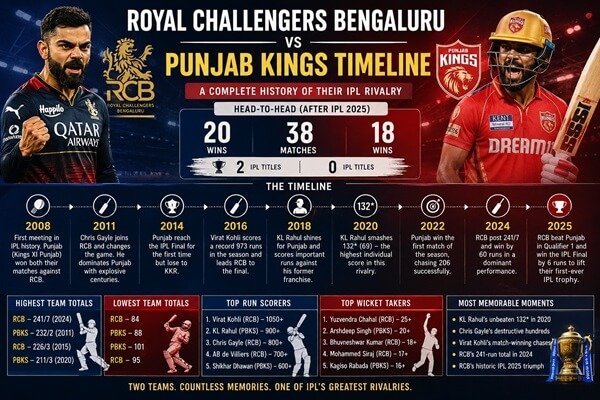 Royal Challengers Bengaluru vs Punjab Kings Timeline