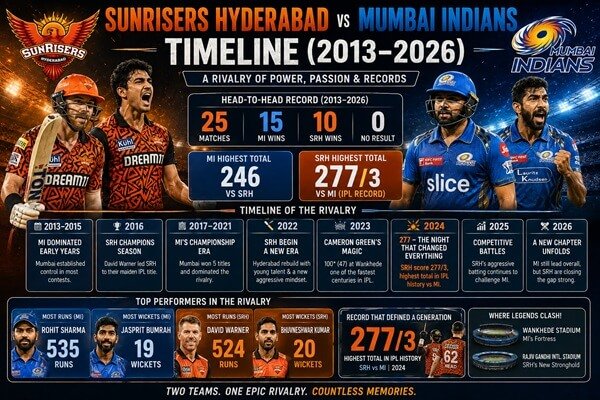 Sunrisers Hyderabad vs Mumbai Indians Timeline